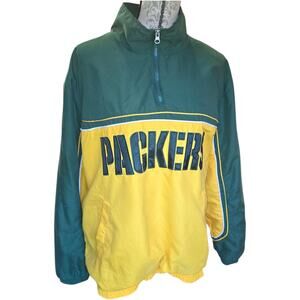 Vintage NFL Green Bay Packers Quarter Zip Wind Breaker Size XL